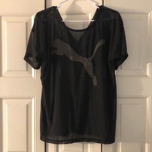Puma black mesh workout shirt